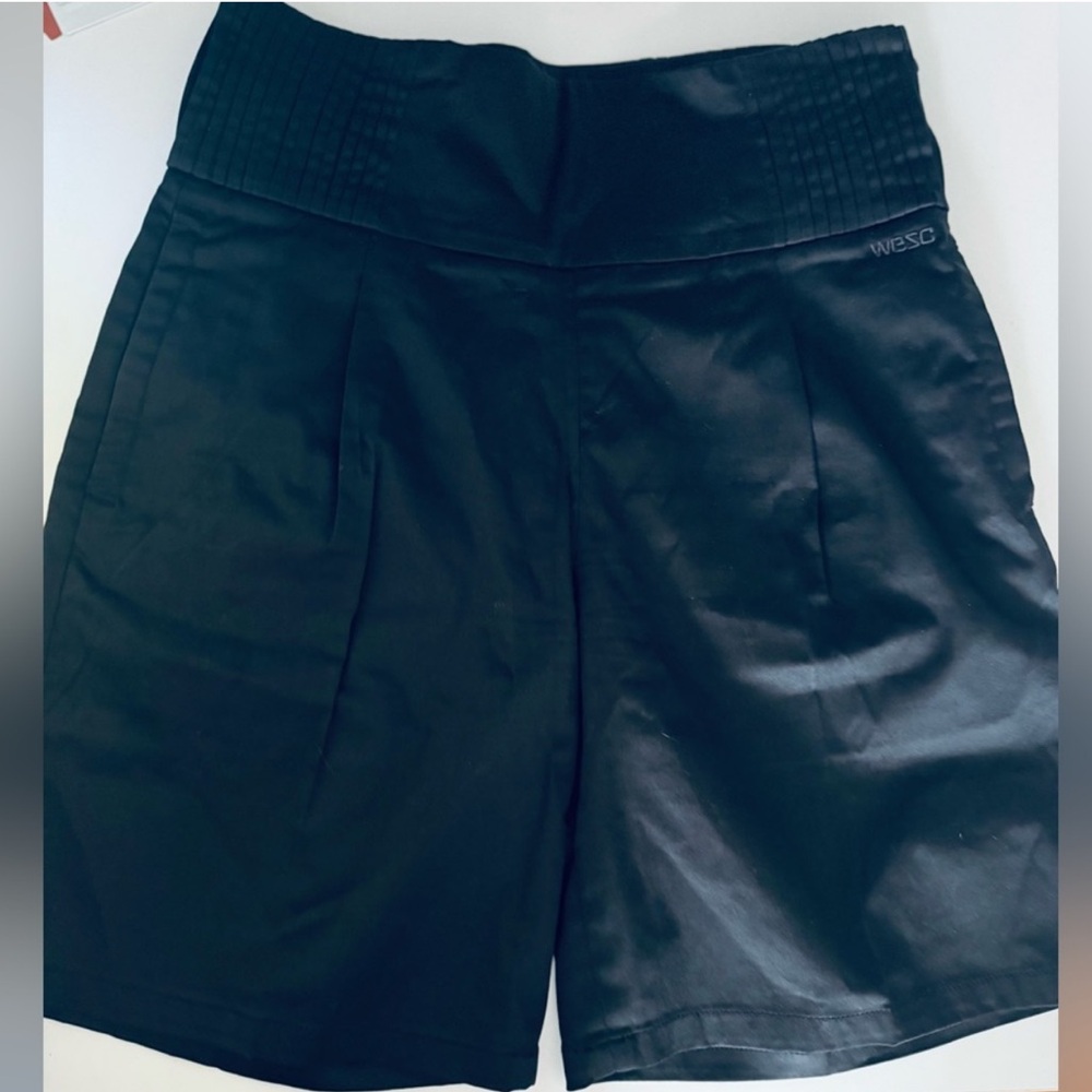 Wesc Women's Black Satin High Waist Shorts